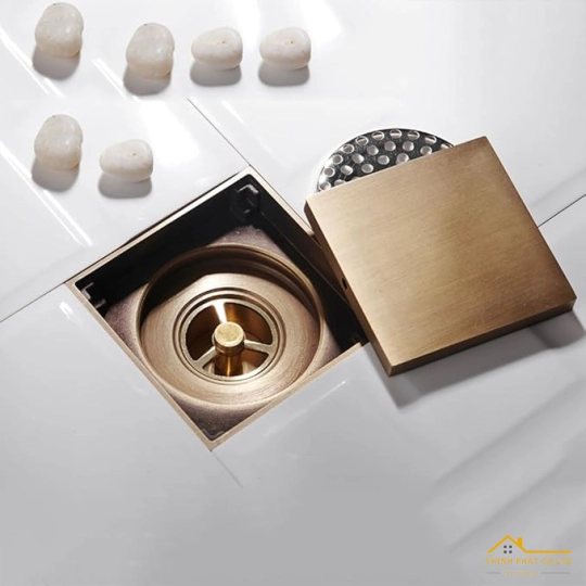 PHỄU THOÁT SÀN CAO CẤP LR-11V MÀU ĐỒNG