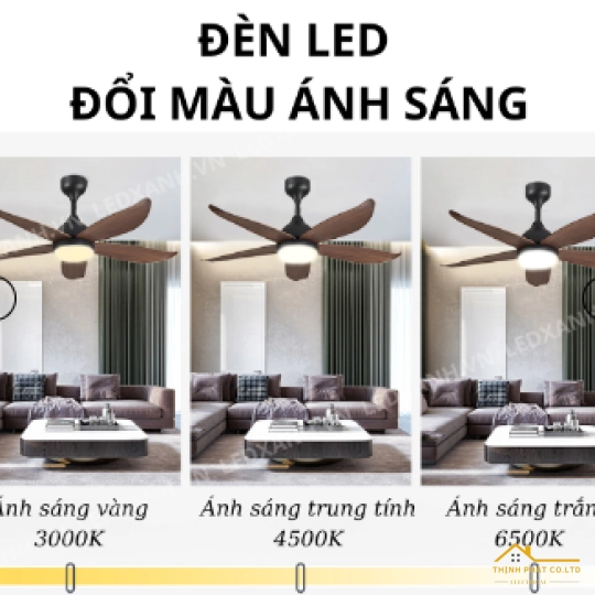 QUẠT TRẦN ĐÈN LED MAXBEN 5 CÁNH - DQ-MB-M021-5-G