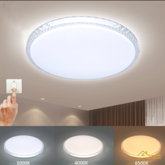 ĐÈN LED ỐP TRẦN PHA LÊ 3 MÀU 36W VIỀN TRẮNG - KOSOOM - OP-KS-PLT-36-DM