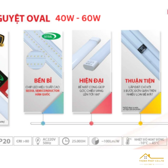 ĐÈN LED TUÝP BÁN NGUYỆT OVAL 1M2 - 60W MAXBEN BN-MB-OV60-1.2-T
