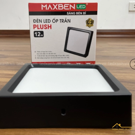 ĐÈN LED ỐP TRẦN PLUSH MAXBEN VUÔNG 12W - OP-MB-PLVD-12/ OP-MB-PLVD-12-DM