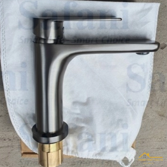 VÒI LAVABO NÓNG LẠNH ĐỒNG THAU SƠN TĨNH ĐIỆN XÁM 16CM S723
