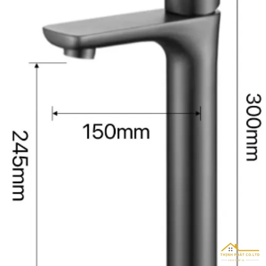 VÒI LAVABO NÓNG LẠNH INOX SƠN TĨNH ĐIỆN XÁM 30CM S725T3