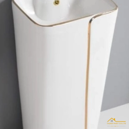 LAVABO TRỤ ĐỨNG VUÔNG TRẮNG CHỈ VÀNG SA5126