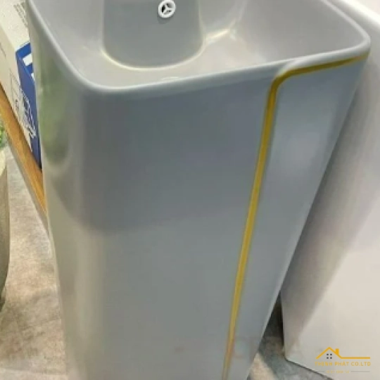 LAVABO TRỤ ĐỨNG VUÔNG XÁM CHỈ VÀNG SA5128