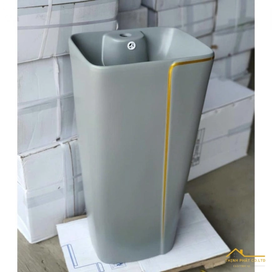 LAVABO TRỤ ĐỨNG VUÔNG XÁM CHỈ VÀNG SA5128