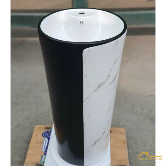 LAVABO TRỤ ĐỨNG TRÒN ĐEN TRẮNG VÂN MÂY SA5136