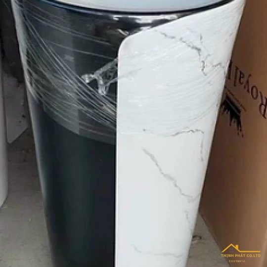 LAVABO TRỤ ĐỨNG TRÒN ĐEN TRẮNG VÂN MÂY SA5136