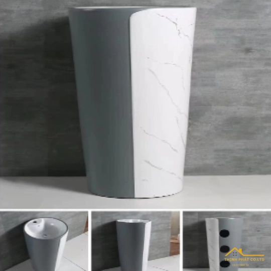 LAVABO TRỤ ĐỨNG TRÒN XÁM TRẮNG VÂN MÂY SA5137