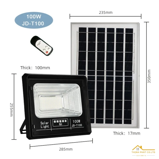 ĐÈN PHA LED NĂNG LƯỢNG MẶT TRỜI 100W JD-T100 JINDIAN