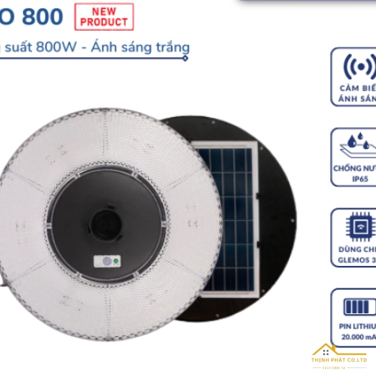 ĐÈN SÂN VƯỜN NĂNG LƯỢNG MẶT TRỜI 800W UFO KIM CƯƠNG 800 JINDIAN